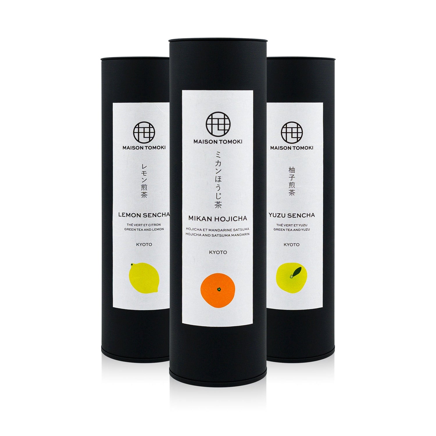 Collection of Premium Citrus Sencha -Japanese Citrus Sencha - Zesty & Refreshing | - Mikan Hojicha, Lemon Sencha, Yuzu Sencha in Washi Decorated Tin Cans - MAISON TOMOKI